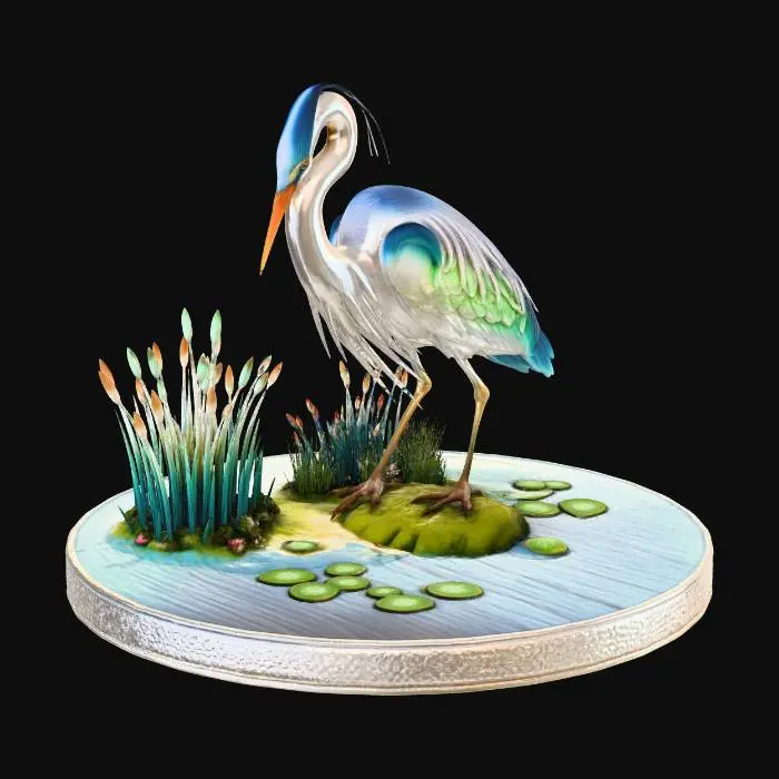 3D model for Elegant Heron Sculpture