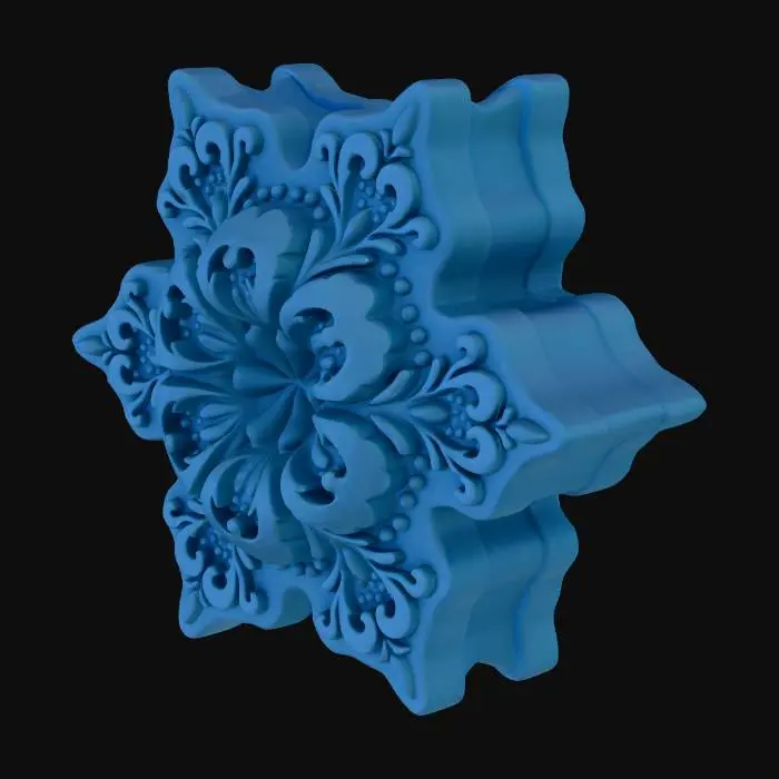 3D model for Blue Floral Snowflake DR