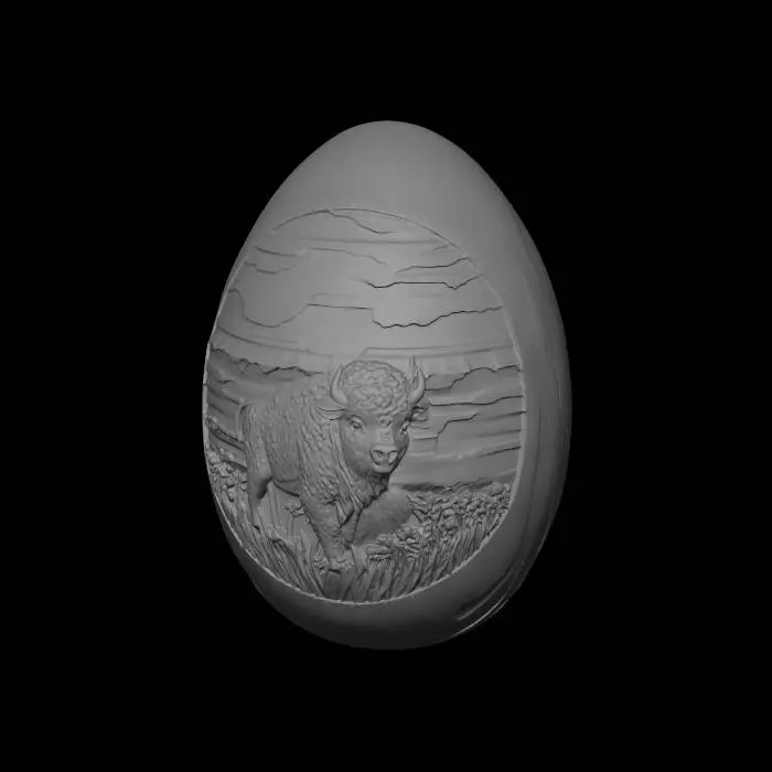 3D model for Bison on a Wooden Egg