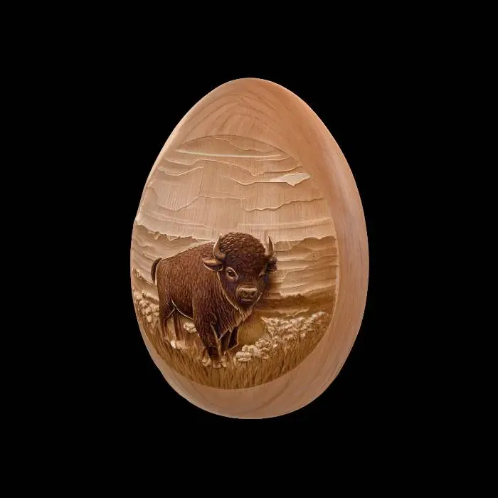 3D model for Bison on a Wooden Egg