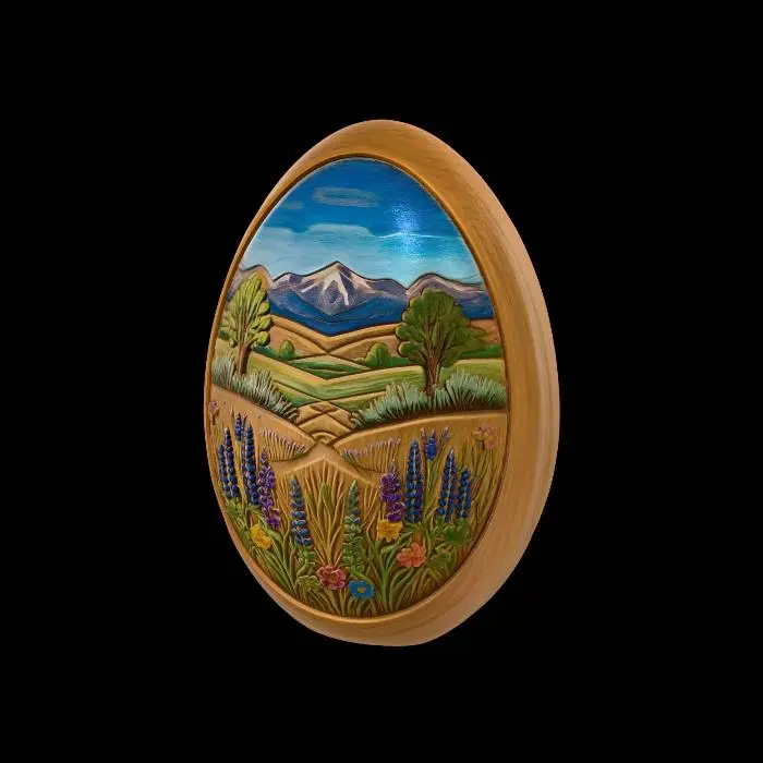 3D model for Meadow Landscape on a Wooden Egg