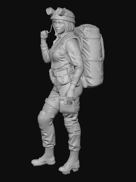3D model for Professional cave rescue medic, female, 32-38 years old, athletic fit build, compassionate warm facial expression, medium length brown hair in practical ponytail, wearing orange and yellow tactical rescue suit with red cross medical symbols on chest and shoulders, white reflective medical stripes, larger medical backpack with red cross emblem, medical utility belt with first aid pouches, stethoscope around neck, nitrile gloves on belt, orange rescue helmet with dual LED lights, caring expression, photorealistic textures, detailed fabric wrinkles, 8K resolution, full body A-pose, white background, game-ready model woman
