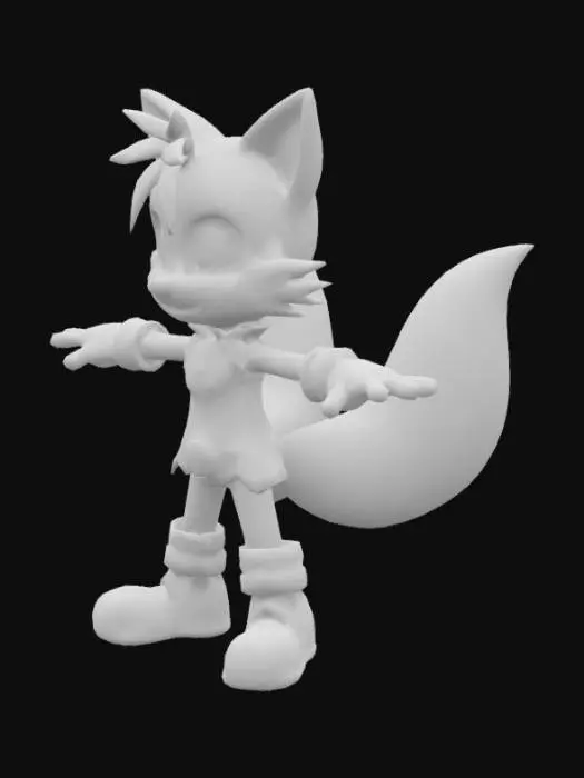 3D model for Tails the fox Female Scarlet Warrior T pose