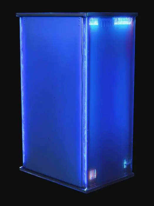 3D model for Futuristic glowing server rack tower, translucent holographic data cables emerging, cybernetic aesthetics, high-tech network hub, intricate glowing blue circuitry, 8k resolution, Unreal Engine 5 style, photorealistic glass and metal materials.