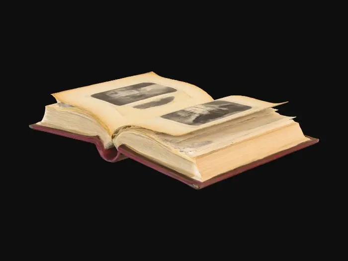 3D model for open photo album with old pictures