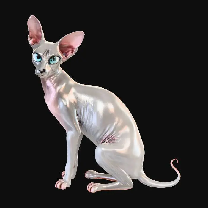 3D model for low poly cat sphynx