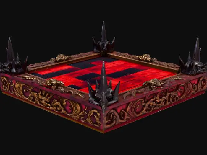 3D model for Ein Schachbrett mit dämonischen Verzierungen ohne Figuren