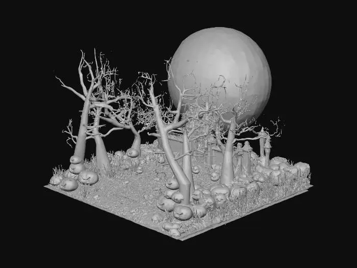 3D model for Halloween Landschaft ohne Menschen ohne Monster