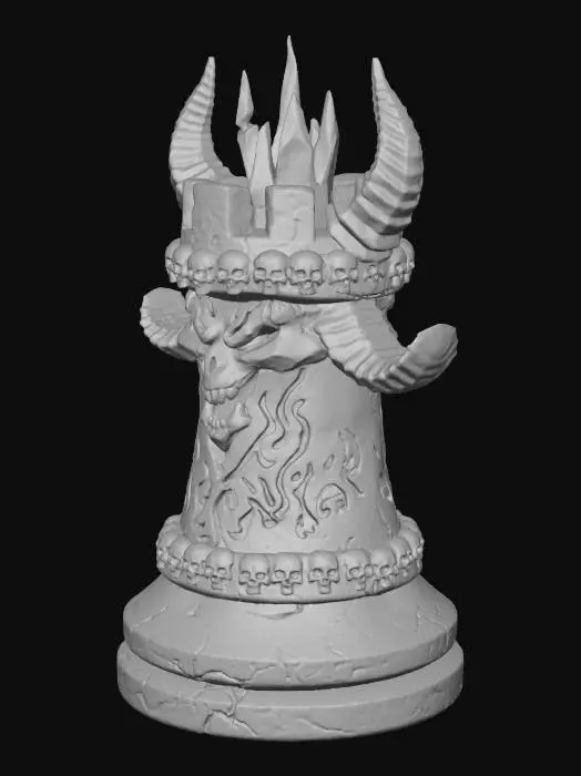3D model for Ein Läufer als Schachfigur mit dämonischen aussehen