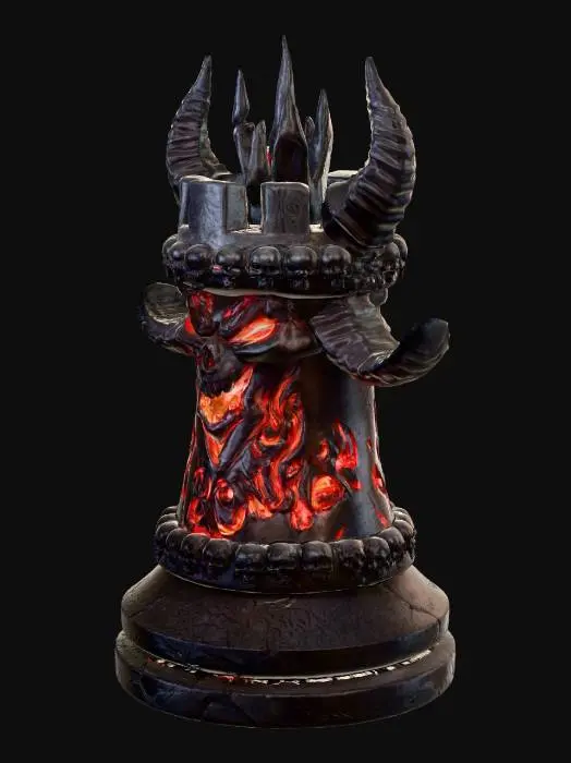 3D model for Ein Läufer als Schachfigur mit dämonischen aussehen