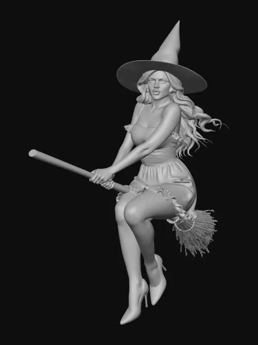 3D model for Moonlit Witch on a Broomstick