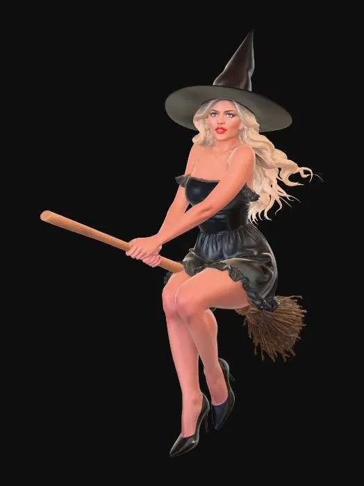3D model for Moonlit Witch on a Broomstick