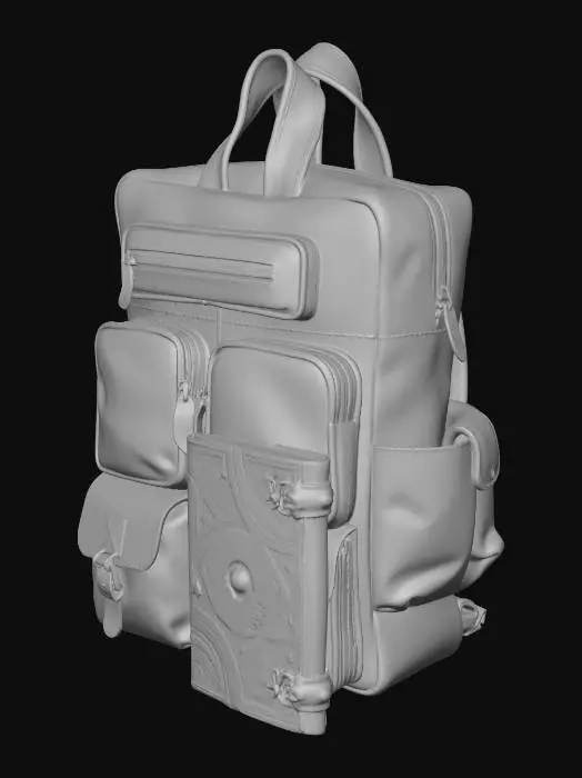 3D model for Distressed Leather Backpack with Front Pouches