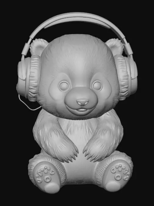 3D model for Panda with Headphones