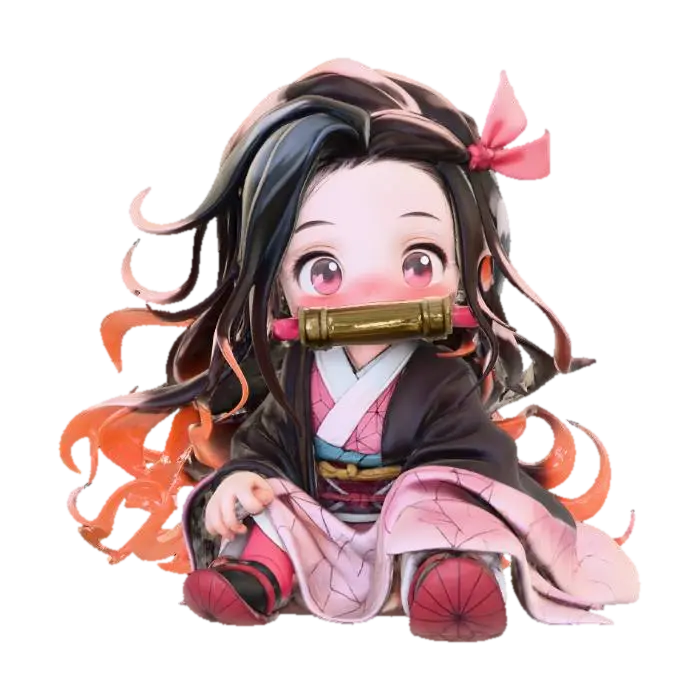 Modello 3D Chibi Nezuko in a Kimono - Cute, generato dall’IA