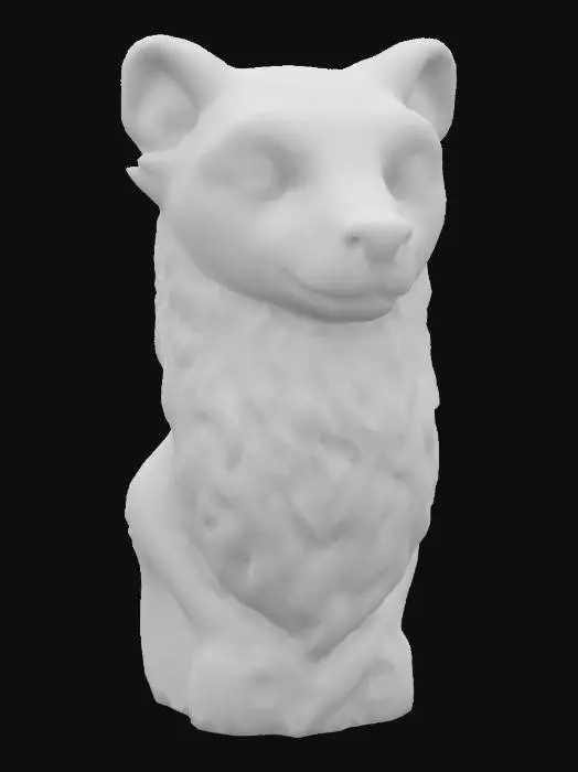 3D model for Fantasy, Highly Detailed, Ultra Realistic, Wooden Carved bust statue of a weasel.