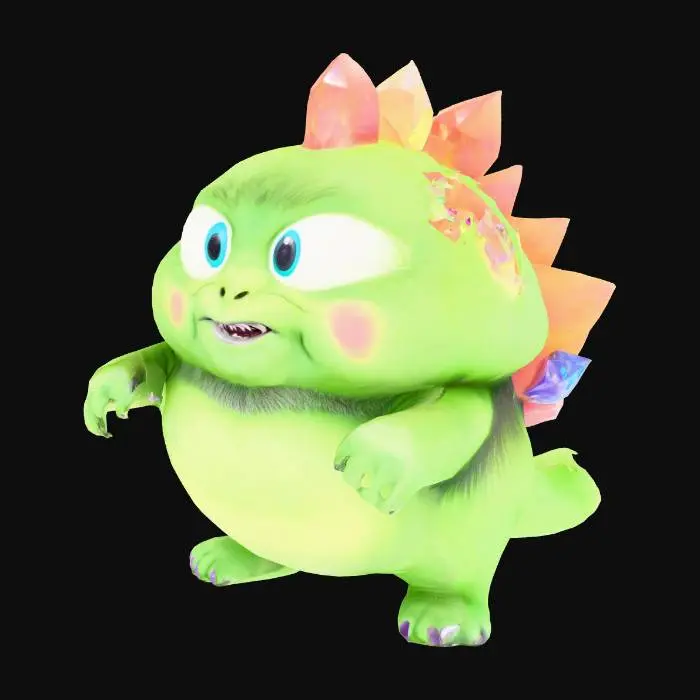 3D model for chubby beast with crystals on it's back

