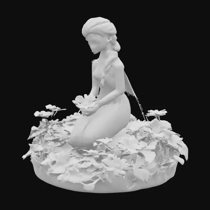 3D model for Elsa from Frozen, Disney style, picking flowers