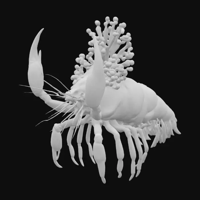 3D model for #ocean#, highly detailed majestic shrimp king, epic pose