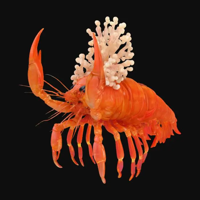 3D model for #ocean#, highly detailed majestic shrimp king, epic pose