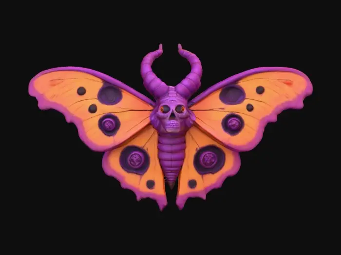3D model for Creepy , Death's-head hawkmoth
Bright bold colors of orange and purple a fantasy creation come to life in 3d , #Halloween2025#
