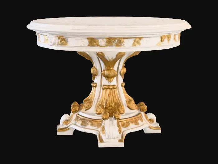 3D model for Ornamental, round , Pedestal,  gold, white, concrete, Table, Rocco #Thanksgiving#