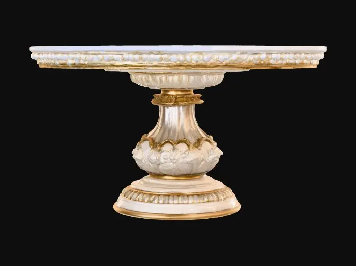 3D model for Ornamental, round , Pedestal,  gold, white, concrete, Table, Rocco #Thanksgiving#