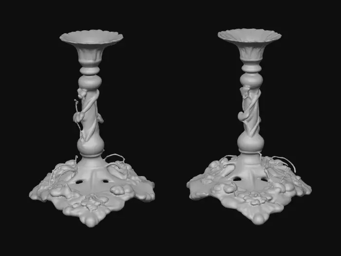 3D model for Short European stlyed candlestick bases , very ornate and vintage leaves, flowers, vines .[without candle]   #Thanksgiving#