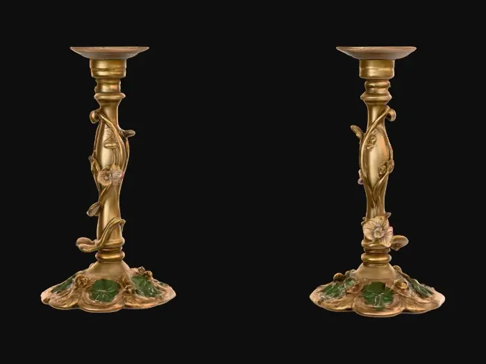 3D model for Short European stlyed candlestick bases , very ornate and vintage leaves, flowers, vines .[without candle]   #Thanksgiving#