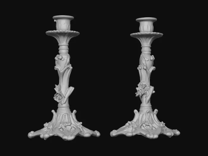 3D model for Short European stlyed candlestick bases , very ornate and vintage leaves, flowers, vines .[without candle]   #Thanksgiving#