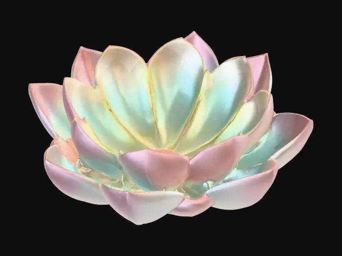 3D model for Short cupped flower petal shaped base, single layered, pretty delicate colors