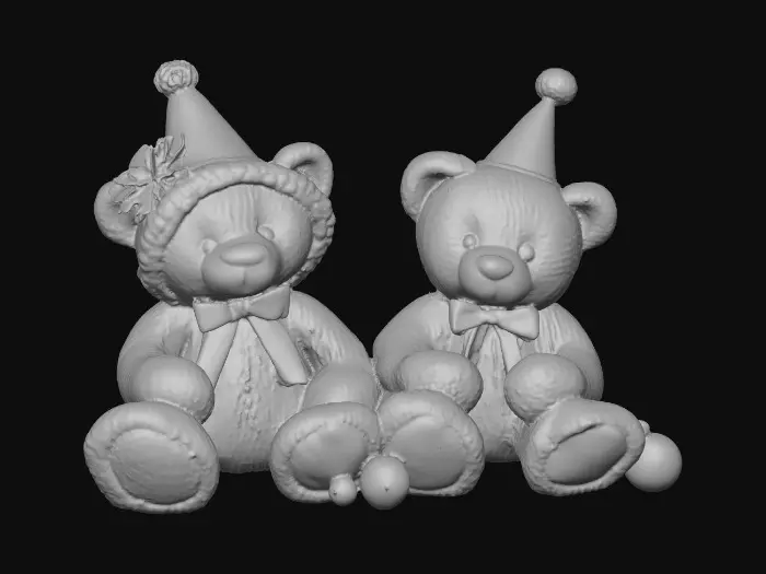 3D model for Girl and boy christmas party teddy bears. Dressed in colors of pink, burgundy, pine green, and gold. , #Christmas2025#