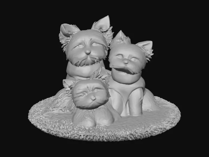 3D model for Winter Yorkie Trio