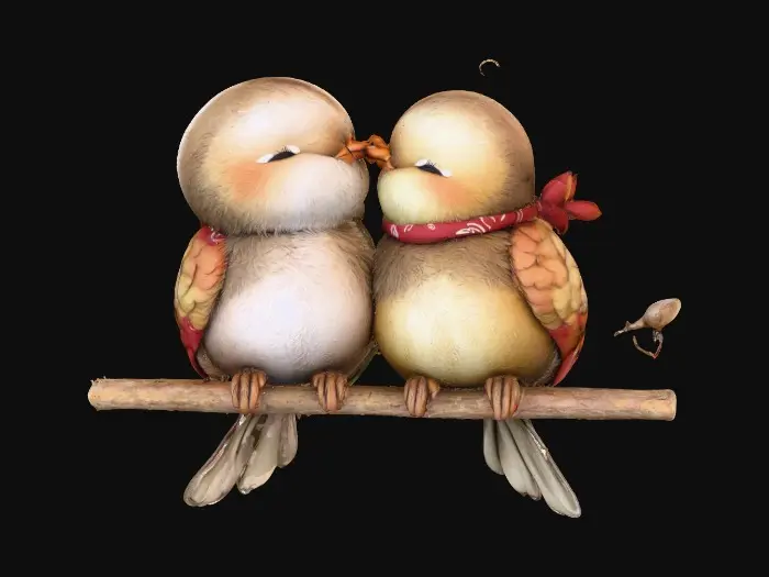3D model for Lovebirds on a Branch
