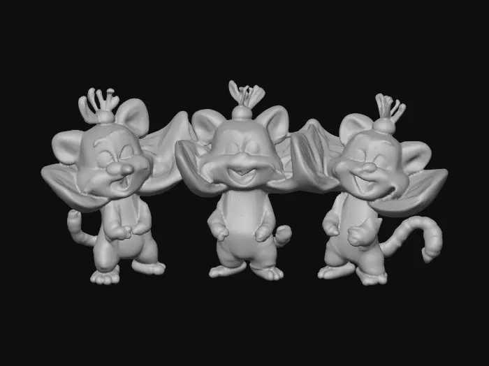 3D model for A whimsical fantasy a trio of talking chibi flowers (tiger lilies) alice in wonderland stylized cartoonish  flowers in full color.