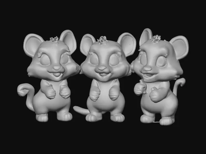 3D model for A whimsical fantasy a trio of talking chibi flowers (tiger lilies) alice in wonderland stylized cartoonish  flowers in full color.