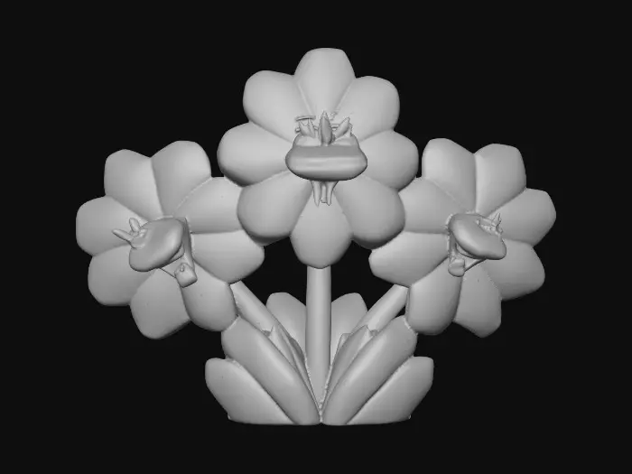 3D model for A trio of talking flowers alice in wonderland stylized cartoonish talking flowers in full color
