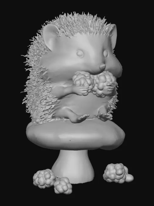 3D model for An adorable hedgehog eat blackberries in a Burtonesque style