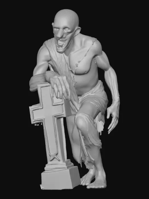 3D model for Create a creepy zombie crawling out of the grave with a cross, #Halloween2025#
