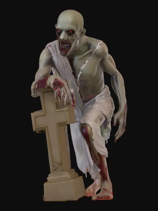 3D model for Create a creepy zombie crawling out of the grave with a cross, #Halloween2025#