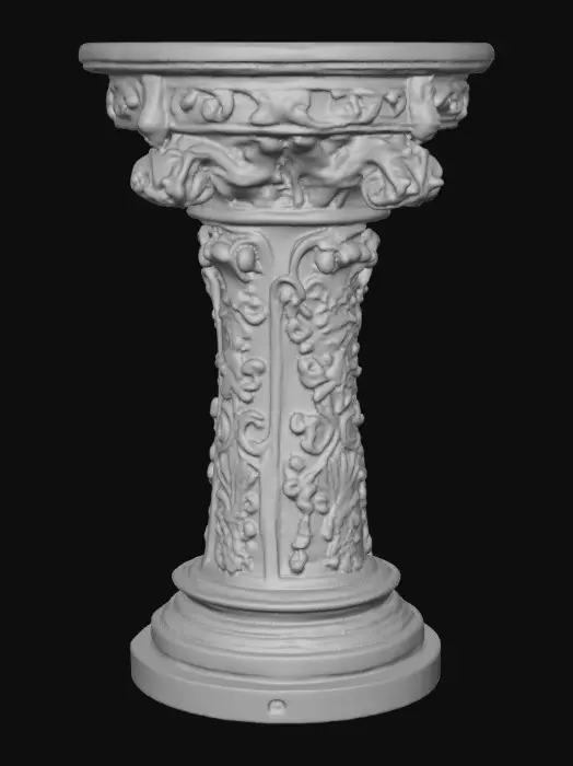 3D model for Victorian Extravagant elaborately embossed golden pedestal inside and out. Highly intricate designed details cherubs