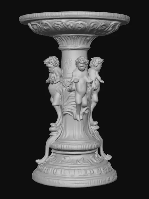 3D model for Victorian Extravagant elaborately embossed golden pedestal inside and out. Highly intricate designed details cherubs