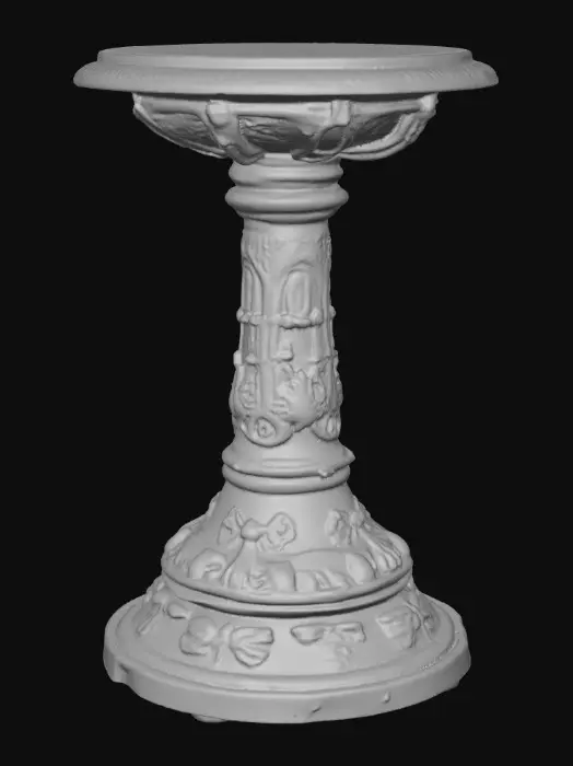 3D model for Victorian Extravagant elaborately embossed golden pedestal inside and out. Highly intricate designed details dragonflies standing on a round base