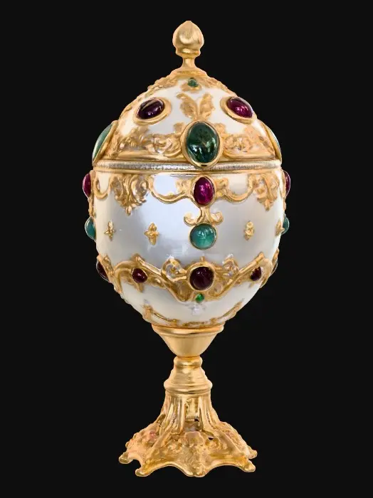 3D model for A very detailed and elborately decorated faberge egg stand a very detailed and elegant base, hyper-realistic,  #Thanksgiving#