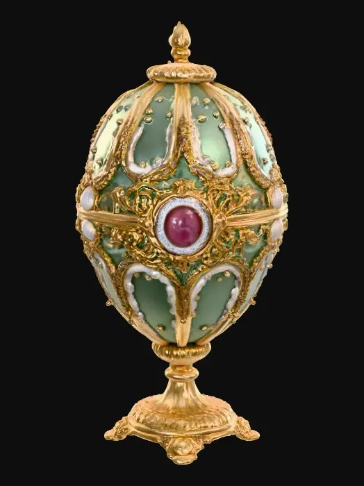 3D model for A very detailed and elborately decorated faberge egg stand a very detailed and elegant base, hyper-realistic,  #Thanksgiving#