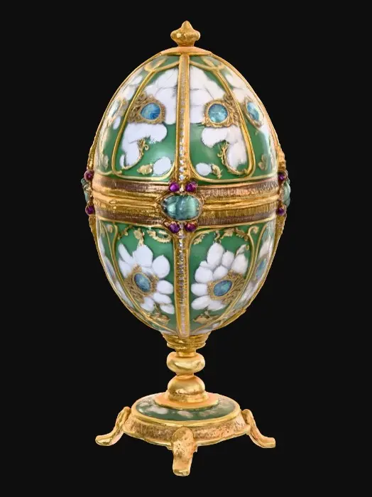 3D model for A very detailed and elborately decorated faberge egg stand a very detailed and elegant base, hyper-realistic,  #Thanksgiving#