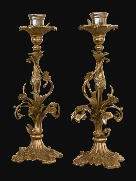 3D model for Short European stlyed candlestick bases , very ornate and vintage leaves, flowers, vines .[without candle]   #Thanksgiving#