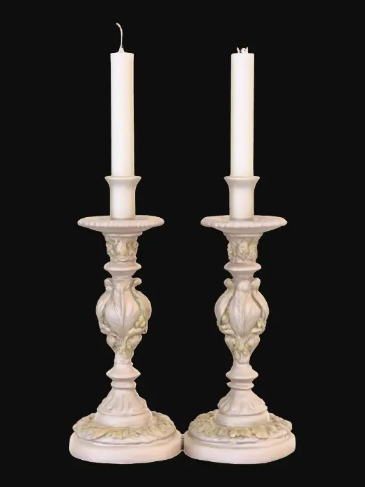 3D model for Short European stlyed candlestick bases , very ornate and vintage leaves, flowers, vines .[without candle]   #Thanksgiving#