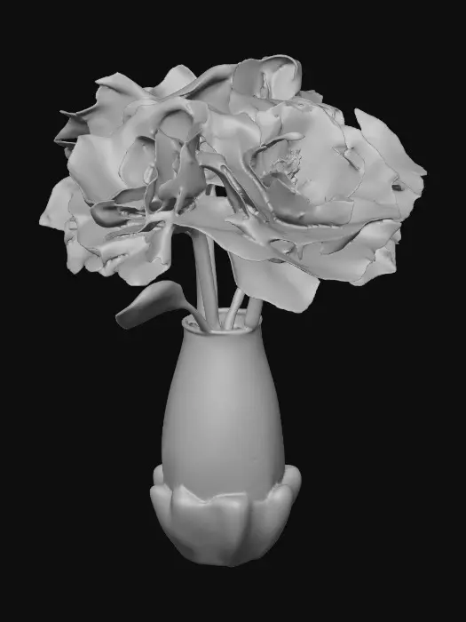 3D model for Short cupped flower petal shaped base, single layered, pretty delicate colors