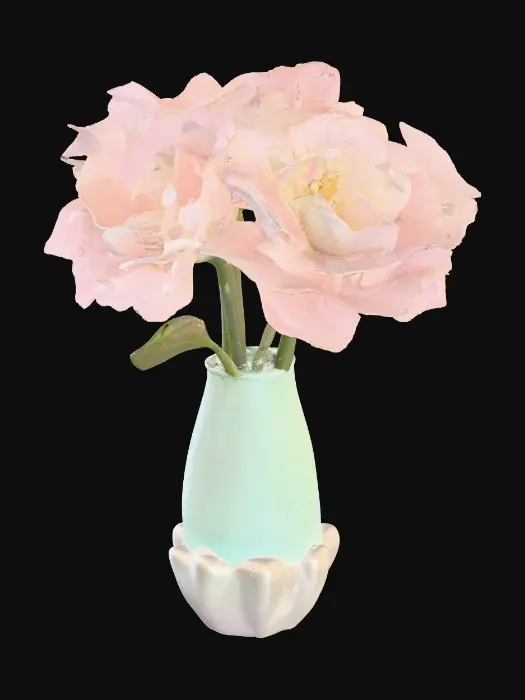 3D model for Short cupped flower petal shaped base, single layered, pretty delicate colors